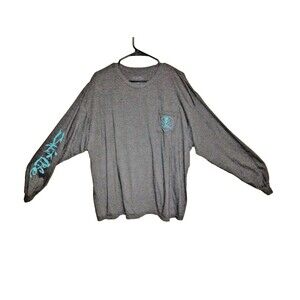 Mens Salt Life Skull & Hooks Long Sleeve Pocket T-Shirt -2XL Gently Used Fishing